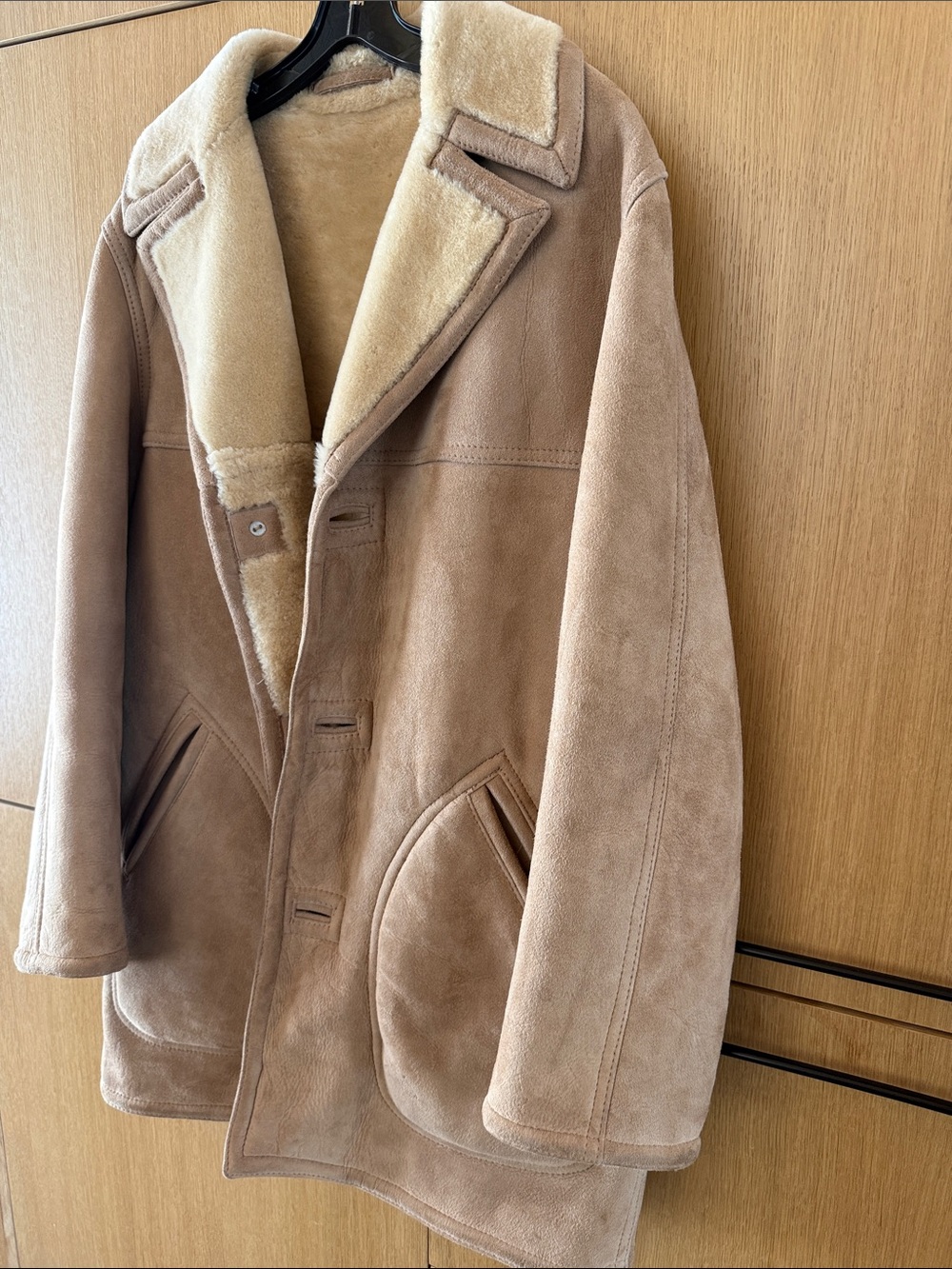 Vintage Sawyer of Napa Shearling Rancher Coat Suede Leather Sheepskin Jacket - Picture 3 of 13